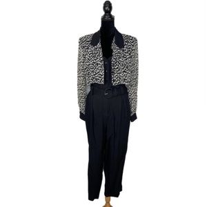 Vintage Black Jumpsuit With Built In Sheer Crop Jacket - Women's Size 14